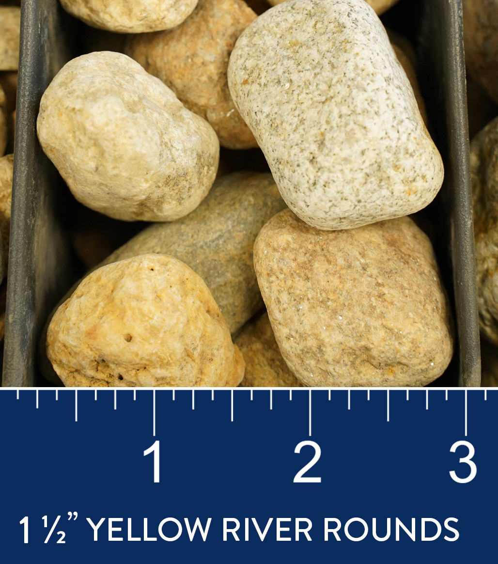 1 1/2" Yellow River Rounds available at J&J Materials